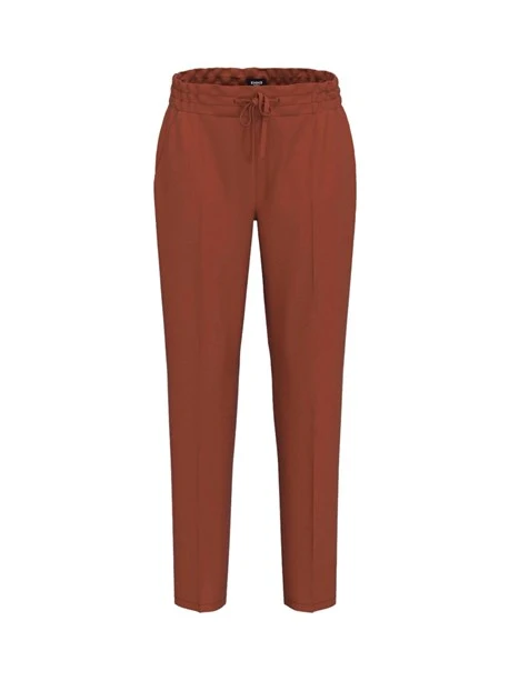 PANTALONI CHINO CON VITA ELASTICIZZATA DONNA MARRONE