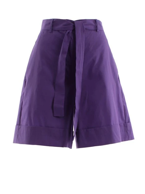 SHORTS IN PURO COTONE TINTA UNITA DONNA VIOLA