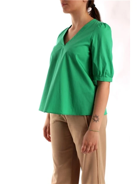 BLUSA CON SCOLLO A V DONNA VERDE