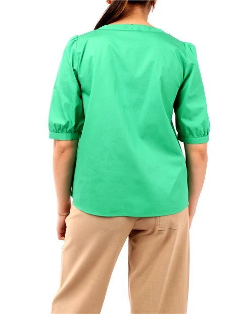 BLUSA CON SCOLLO A V DONNA VERDE