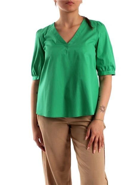 BLUSA CON SCOLLO A V DONNA VERDE