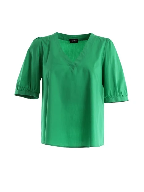 BLUSA CON SCOLLO A V DONNA VERDE