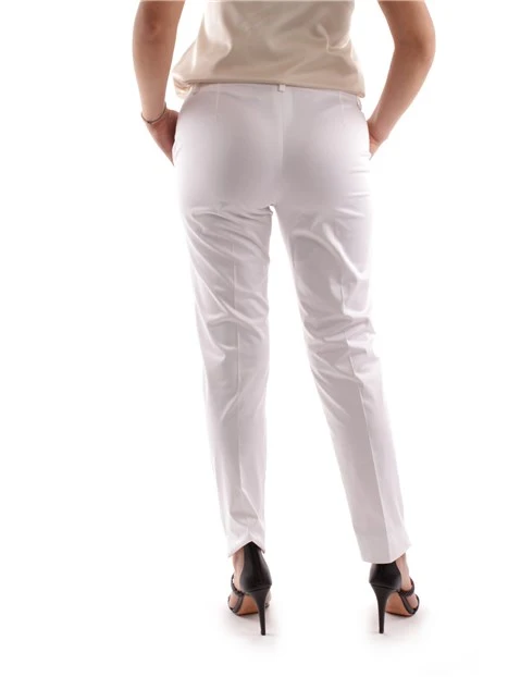 PANTALONI A SIGARETTA MISTO COTONE DONNA BIANCO