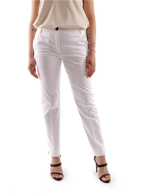 PANTALONI A SIGARETTA MISTO COTONE DONNA BIANCO