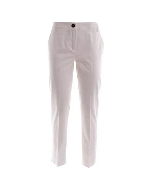 PANTALONI A SIGARETTA MISTO COTONE DONNA BIANCO