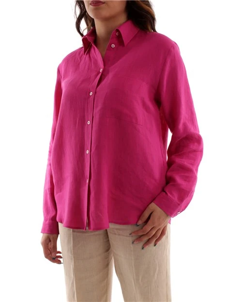 CAMICIA IN LINO TINTA UNITA DONNA FUCSIA