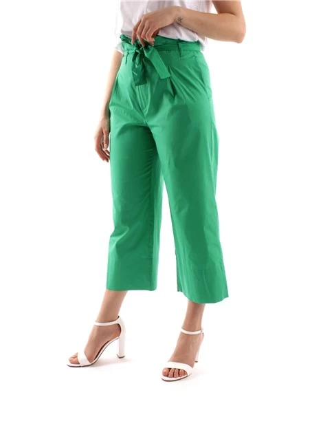 PANTALONI CROPPED CON CINTURA COORDINATA DONNA VERDE