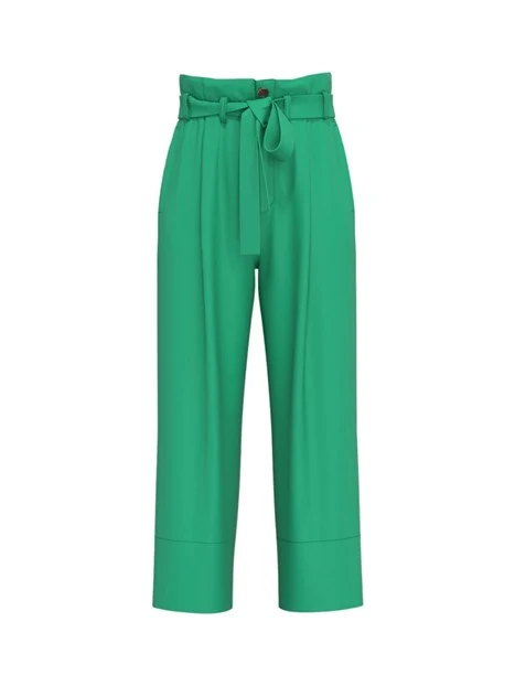 PANTALONI CROPPED CON CINTURA COORDINATA DONNA VERDE