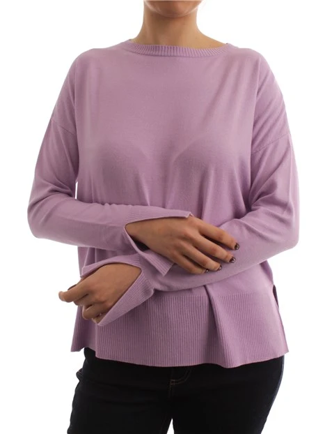 MAGLIA GIROCOLLO CON MANICHE LUNGHE IN MISTO VISCOSA DONNA LILLA