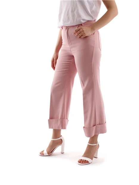 PANTALONI CROPPED CON RISVOLTO DONNA ROSA