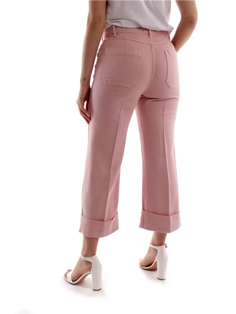 PANTALONI CROPPED CON RISVOLTO DONNA ROSA