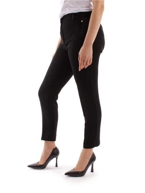 PANTALONI A SIGARETTA IN CREPE DONNA NERO