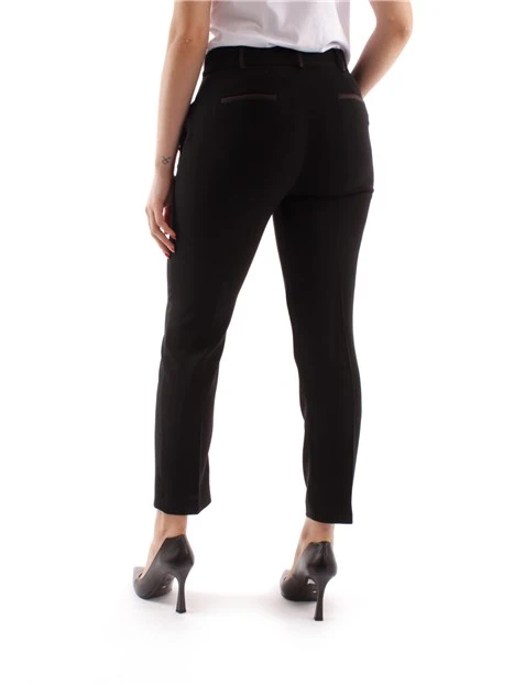 PANTALONI A SIGARETTA IN CREPE DONNA NERO