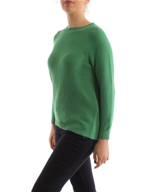 MAGLIA GIROCOLLO IN PURO COTONE IN TINTA UNITA DONNA VERDE