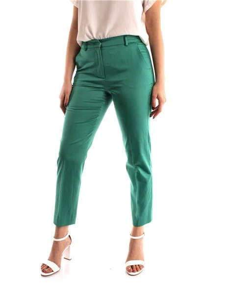 PANTALONI CHINO IN RASO DI COTONE DONNA VERDE