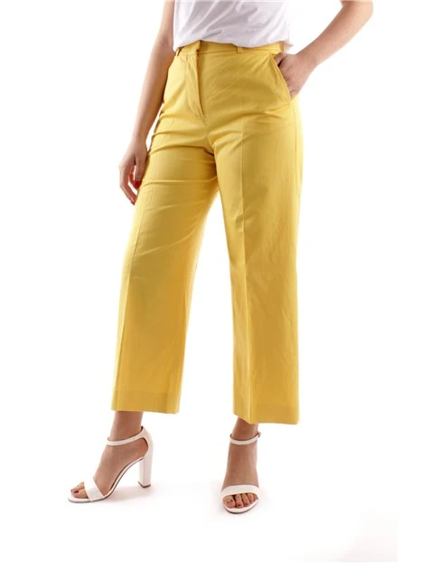 PANTALONI PALAZZO IN MISTO COTONE E LINO DONNA GIALLO