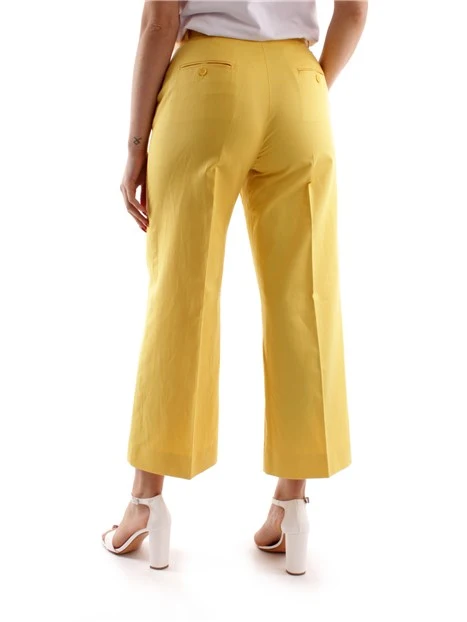 PANTALONI PALAZZO IN MISTO COTONE E LINO DONNA GIALLO