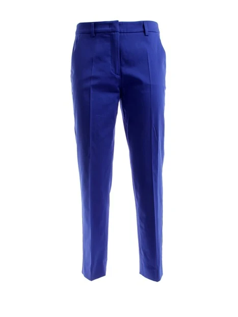 PANTALONI CHINO IN RASO DI COTONE DONNA BLU