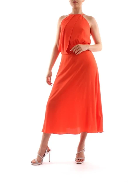 VESTITO LUNGO IN CREPE MISTO SETA DONNA ARANCIO