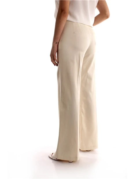 PANTALONI PALAZZO IN MISTO COTONE CON BOTTONI LATERALI DONNA BIANCO