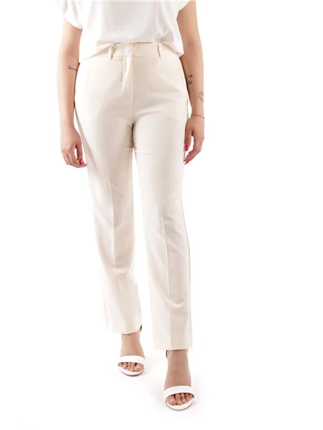 PANTALONI CHINO CON PIEGA STIRATA DONNA BIANCO