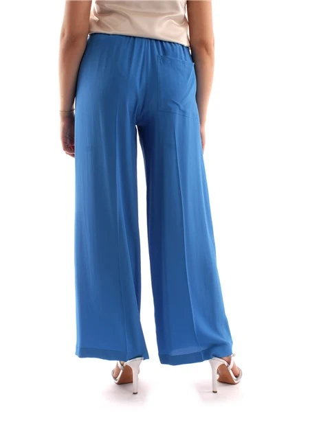 PANTALONI PALAZZO CON VITA ELASTICA DONNA AZZURRO