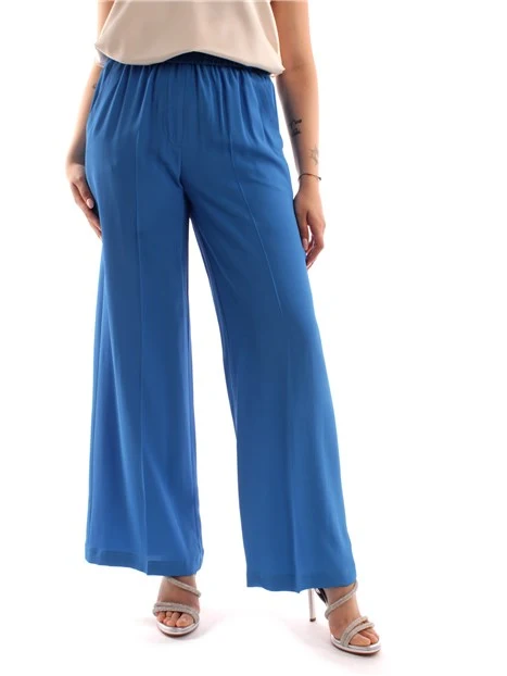 PANTALONI PALAZZO CON VITA ELASTICA DONNA AZZURRO