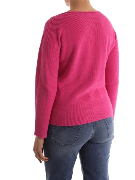 MAGLIA CON SCOLLO A BARCA E MANICA LUNGA DONNA FUCSIA