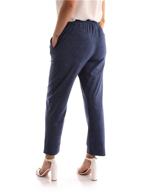 PANTALONI A SIGARETTA IN MAGLIA MISTO COTONE DONNA BLU