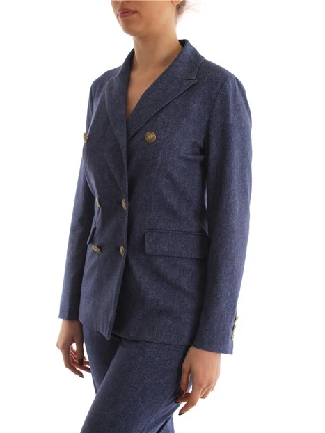 GIACCA BLAZER DOPPIOPETTO EFFETTO DENIM DONNA BLU