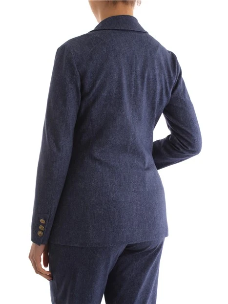 GIACCA BLAZER DOPPIOPETTO EFFETTO DENIM DONNA BLU