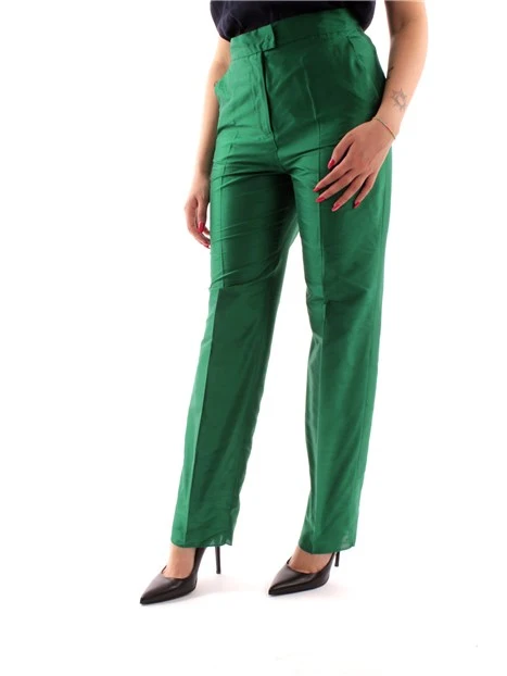 PANTALONI A SIGARETTA IN PURA SETA DONNA VERDE