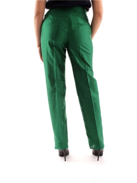 PANTALONI A SIGARETTA IN PURA SETA DONNA VERDE