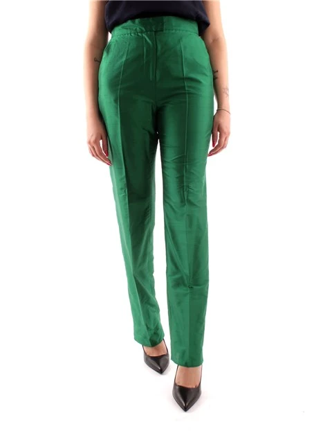 PANTALONI A SIGARETTA IN PURA SETA DONNA VERDE