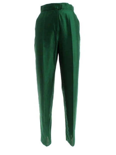 PANTALONI A SIGARETTA IN PURA SETA DONNA VERDE