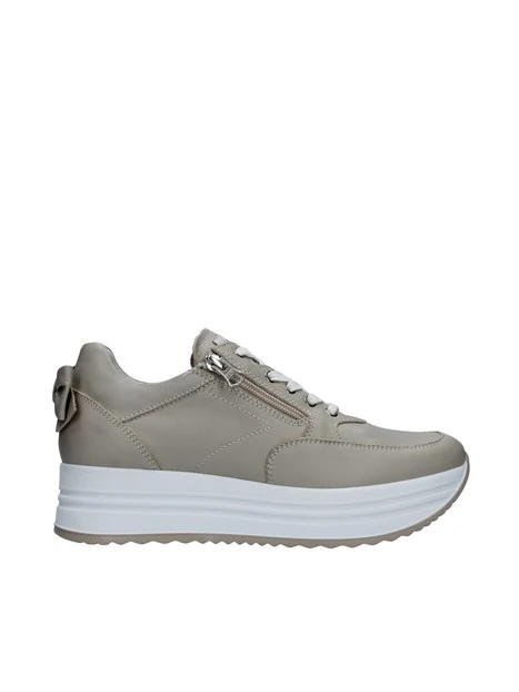 SNEAKERS PLATFORM CON FIOCCO E ZIP DONNA BEIGE