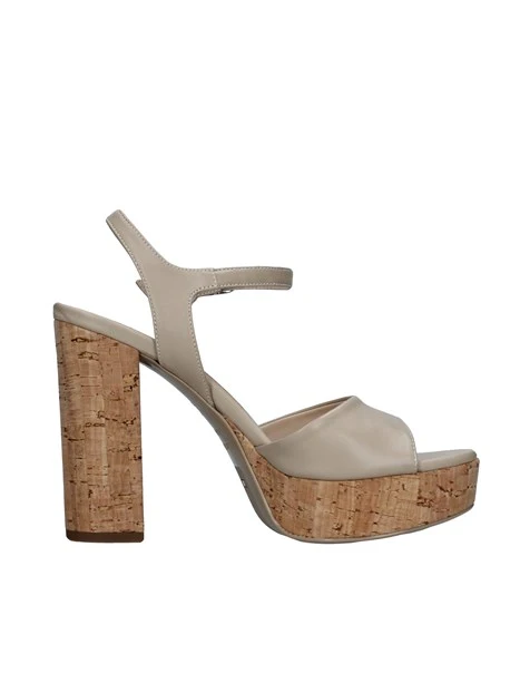 SANDALI TACCO ALTO EFFETTO SUGHERO DONNA BEIGE