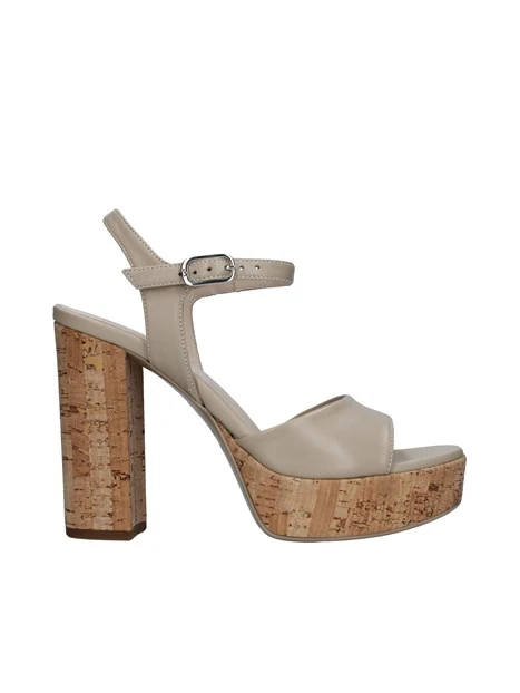 SANDALI TACCO ALTO EFFETTO SUGHERO DONNA BEIGE