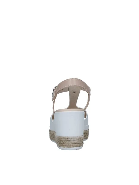 SANDALI CON ZEPPA IN PELLE BICOLORE DONNA BIANCO