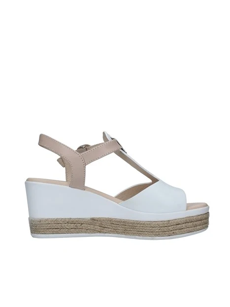 SANDALI CON ZEPPA IN PELLE BICOLORE DONNA BIANCO