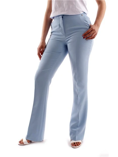 PANTALONI A SIGARETTA CON PIEGA STIRATA DONNA AZZURRO