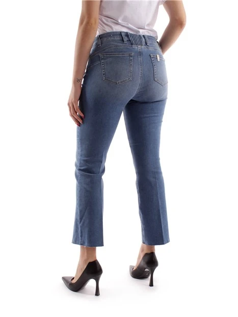 JEANS CROPPED CON BOTTONI DONNA BLU