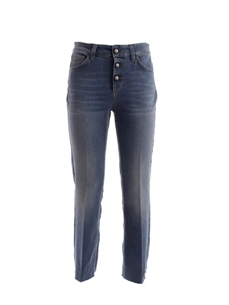 JEANS CROPPED CON BOTTONI DONNA BLU