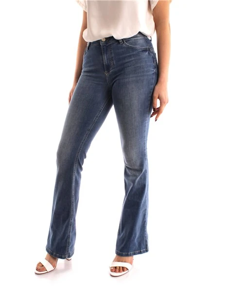 JEANS A ZAMPA IN DENIM E MISTO COTONE DONNA BLU SCURO