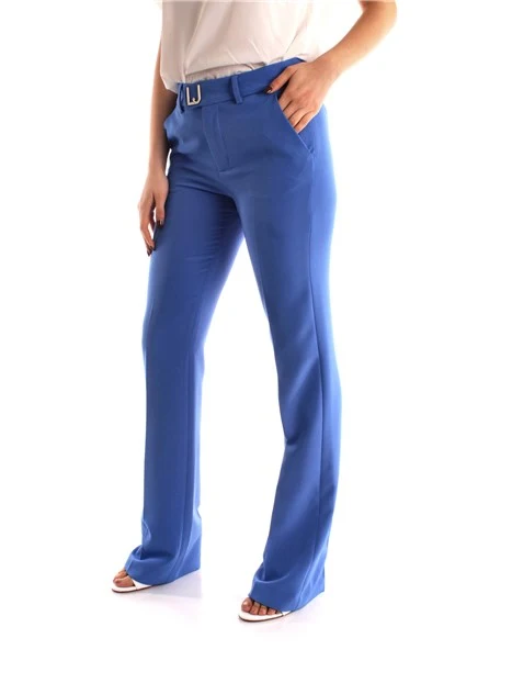 PANTALONI PALAZZO IN TESSUTO STRETCH CON CINTURA DONNA BLU