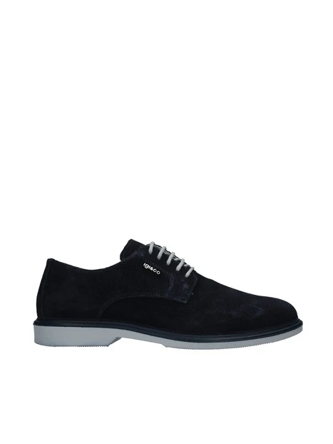 STRINGATE DERBY IN PELLE PUNTINATA UOMO BLU