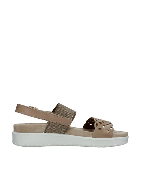 SANDALI CON ZEPPA E FORI DONNA BEIGE