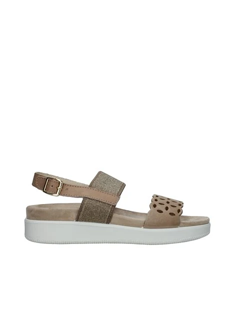 SANDALI CON ZEPPA E FORI DONNA BEIGE