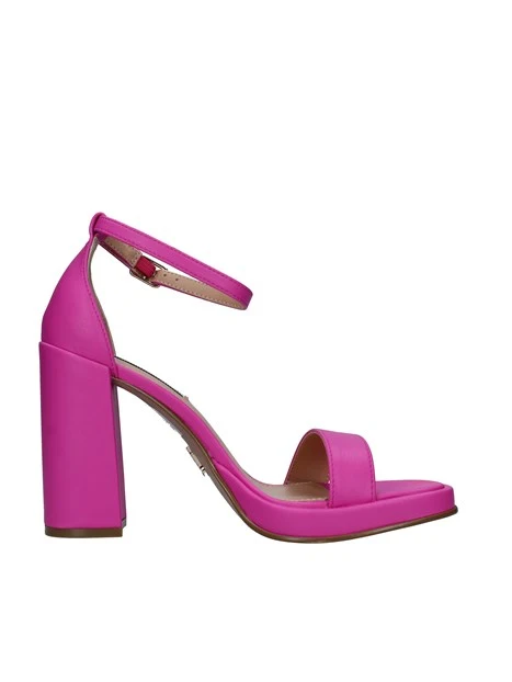 SANDALI TACCO ALTO IN ECOPELLE CON CINTURINO DONNA FUCSIA