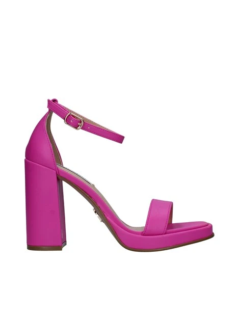 SANDALI TACCO ALTO IN ECOPELLE CON CINTURINO DONNA FUCSIA